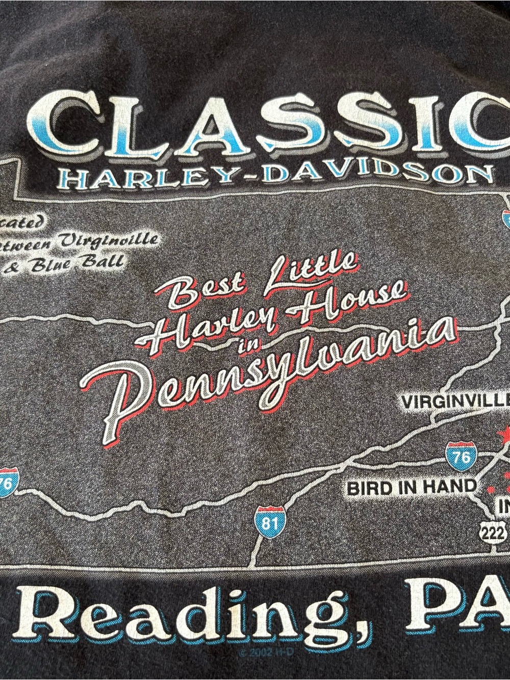 Y2K Harley Davidson Reading PA Tshirt Eagle Double Sided XL